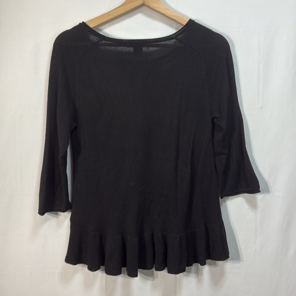 π« H&M black scoop neck, black knit sweater with peplum 3/4 sleeves: - Picture 6 of 6